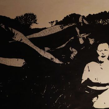 Drawing titled "Comme il y a des mu…" by Camille Escudero, Original Artwork, Ink Mounted on Wood Panel