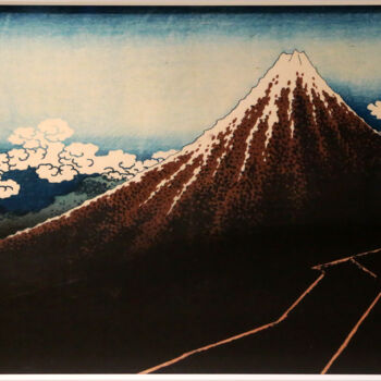 Printmaking titled "Orage sous le sommet" by Hokusai, Original Artwork, Xylography