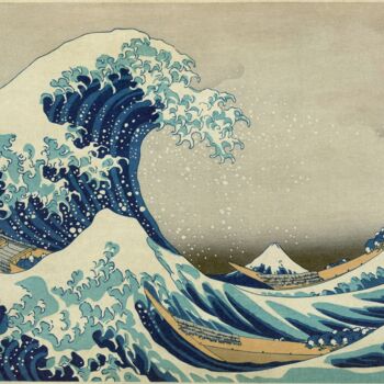Printmaking titled "La grande vague de…" by Hokusai, Original Artwork, Xylography