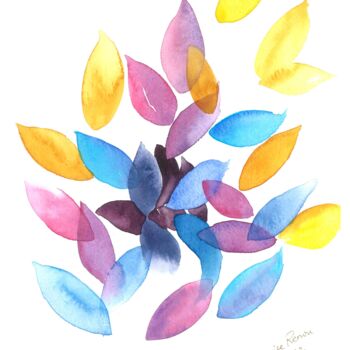 Peinture intitulée "Feuilles d'automne…" par Françoise Renou, Œuvre d'art originale, Aquarelle