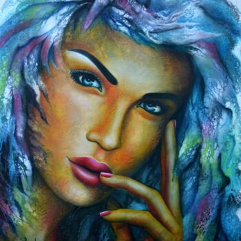 Ζωγραφική με τίτλο "Dis moi tout" από Jeannette Guichard-Bunel, Αυθεντικά έργα τέχνης, Λάδι Τοποθετήθηκε στο Ξύλινο φορείο σ…