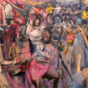 Pittura intitolato "Danse Macabre" da Michał Wojtysiak, Opera d'arte originale, Acrilico