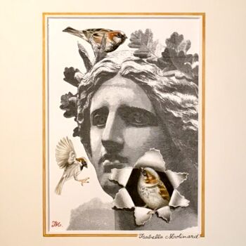 Painting titled "Trois moineaux" by Isabelle Molinard, Original Artwork, Watercolor