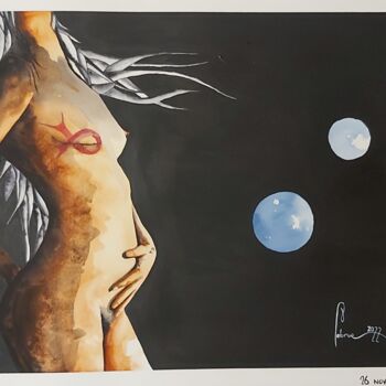 Painting titled "Novembre rose" by Jean-Christophe Labrue, Original Artwork, Watercolor