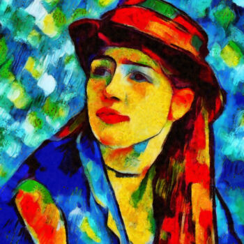 Digitale Kunst mit dem Titel "Funky young lady" von Bachir Reddioui, Original-Kunstwerk, Digitale Malerei