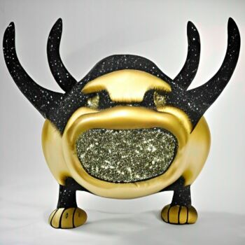 Sculpture titled "Big glitter box n°2" by Artynkom, Original Artwork, Plaster