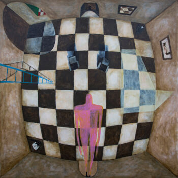 Pintura intitulada "Shadow of person" por Iv Nenashev, Obras de arte originais, Acrílico Montado em Armação em madeira