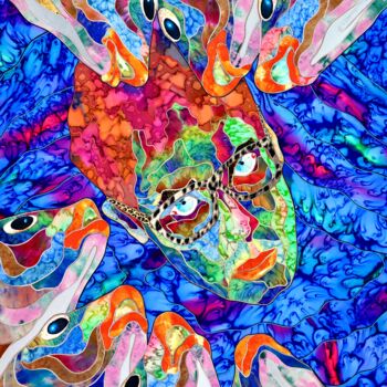 纺织艺术 标题为“I was at the bottom” 由Kostyantin Malginov, 原创艺术品, 挂毯 安装在木板上