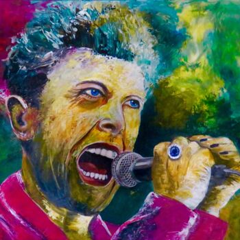 Malerei mit dem Titel "Bowie on stage" von Anja Semling, Original-Kunstwerk, Acryl Auf Keilrahmen aus Holz montiert