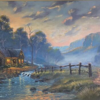 Malarstwo zatytułowany „Landscape Painting…” autorstwa Jeremy Western, Oryginalna praca, Olej Zamontowany na Drewniana rama…