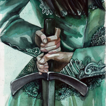 绘画 标题为“"Women's courage"” 由Leyla Zhunus, 原创艺术品, 水彩