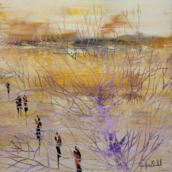Painting titled "DEUX PIES BONHEUR" by Jean-Humbert Savoldelli, Original Artwork, Acrylic Mounted on Wood Stretcher frame