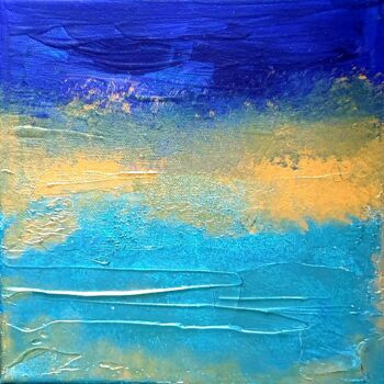 Schilderij getiteld "3 dimensions" door Julie Verhague, Origineel Kunstwerk, Acryl Gemonteerd op Frame voor houten brancard