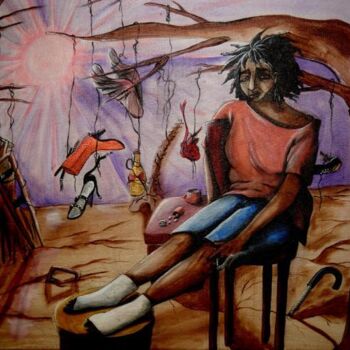 Painting titled "gotta hang it up ag…" by Helene, Original Artwork