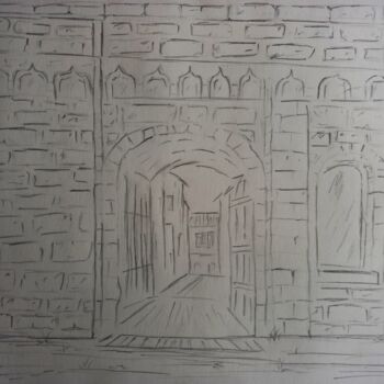 Drawing titled "Grand portail à Gra…" by Roberto Urbano, Original Artwork, Pencil