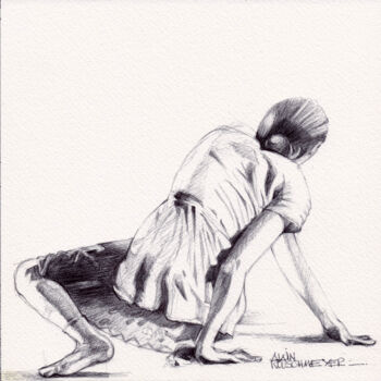图画 标题为“LA DANSEUSE” 由Alain Rouschmeyer, 原创艺术品, 圆珠笔