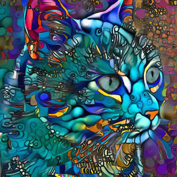Digital Arts με τίτλο "Miguelito cat" από L.Roche, Αυθεντικά έργα τέχνης, Ακρυλικό
