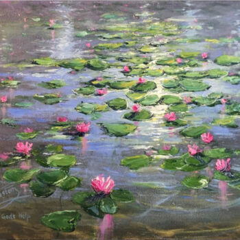 Malarstwo zatytułowany „Waterlily Flower Pa…” autorstwa Jeremy Western, Oryginalna praca, Olej