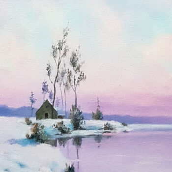 Painting titled "Winter landscape" by Igor Makeev, Original Artwork, Oil