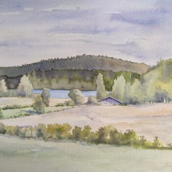 Peinture intitulée "Country House by th…" par Horacio Cobas, Œuvre d'art originale, Aquarelle