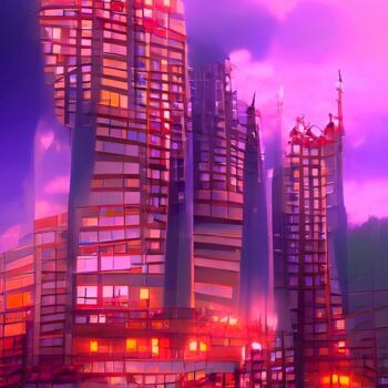 Digital Arts titled "TALL BUILDINGS 3" by Mahesh Tolani, Original Artwork, Digital Painting