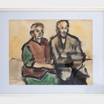 Malerei mit dem Titel ""My parents"" von Iulia Hălăucescu, Original-Kunstwerk, Aquarell