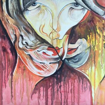 Painting titled "On Head II" by Bossquito, Original Artwork, Oil