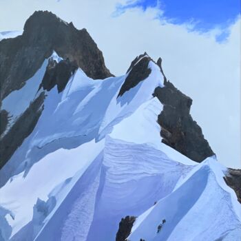 Ζωγραφική με τίτλο "Arête de Rochefort" από Patrick Egger, Αυθεντικά έργα τέχνης, Ακρυλικό Τοποθετήθηκε στο Ξύλινο φορείο σκ…