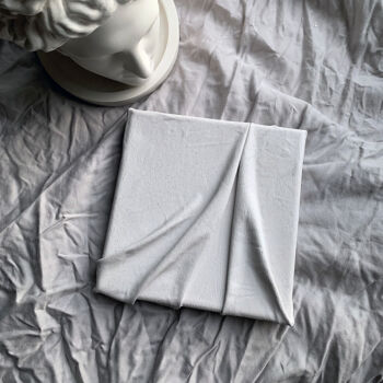 Peinture intitulée "Dress cut mini, 15x…" par Anastasia Grik, Œuvre d'art originale, Tissu Monté sur Châssis en bois