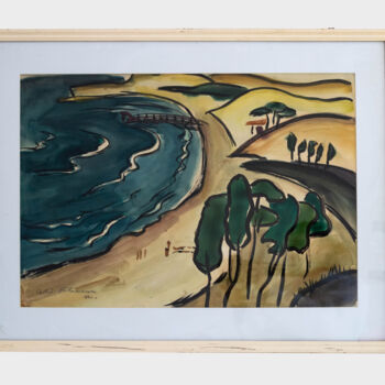 Malerei mit dem Titel ""Sand dunes at the…" von Iulia Hălăucescu, Original-Kunstwerk, Aquarell