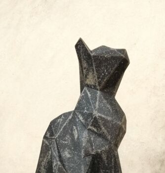 Sculpture titled "The Black Lucky Cat" by Leonardo Alonso, Original Artwork, Resin