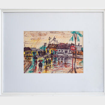 Malerei mit dem Titel ""Square in Prague"" von Iulia Hălăucescu, Original-Kunstwerk, Aquarell