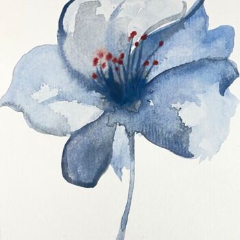 「9 blauw」というタイトルの絵画 Els Thijsによって, オリジナルのアートワーク, 水彩画
