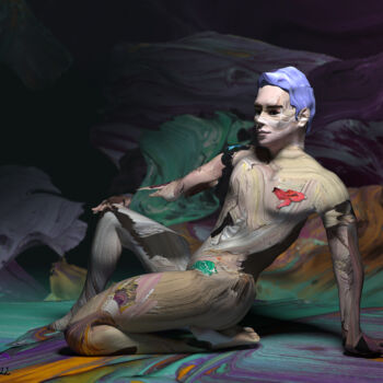 Digital Arts titled "Every Dog Has Its D…" by Sergey Lutsenko, Original Artwork, 3D Modeling Mounted on Wood Stretcher frame