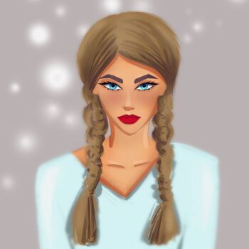 Digital Arts titled "portrait girl with…" by Kseniya Sketch, Original Artwork, Digital Painting