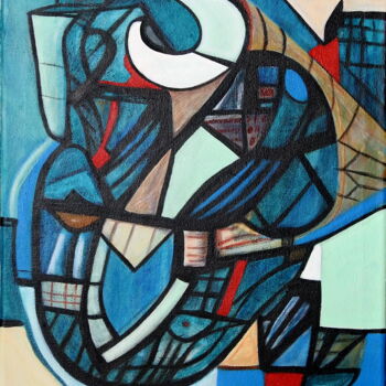 Painting titled "JAZZ MAN" by Stephen Lucas, Original Artwork, Acrylic Mounted on Wood Stretcher frame