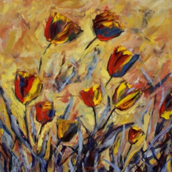 Peinture intitulée "Baile de tulipanes 2" par Javier López Villabrille, Œuvre d'art originale, Huile