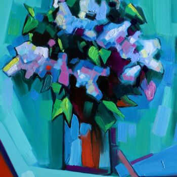 Ζωγραφική με τίτλο "Lilac flowers #2" από Tigran Avetyan, Αυθεντικά έργα τέχνης, Λάδι