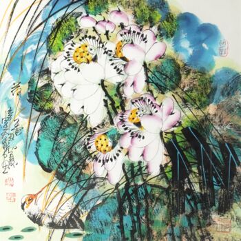 Malerei mit dem Titel "Fragrance of lotus…" von Dayou Lu, Original-Kunstwerk, Pigmente