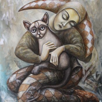 Painting titled "СИАМСКИЙ" by Vladimir Pronkin, Original Artwork, Oil