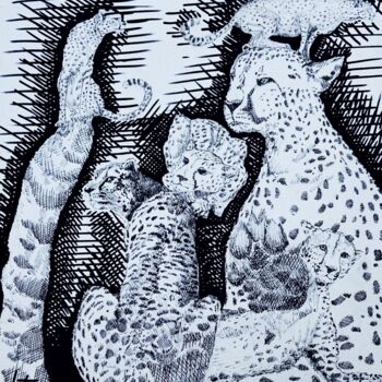Drawing titled "felinitá" by Antoine Talon, Original Artwork, Ballpoint pen