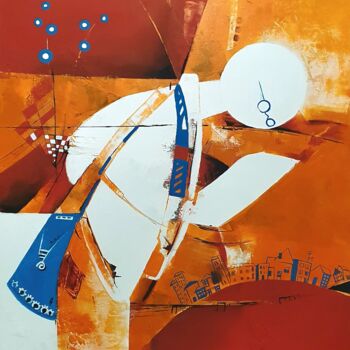 Painting titled "Numerouno" by Mery Blindu, Original Artwork, Acrylic Mounted on Wood Stretcher frame