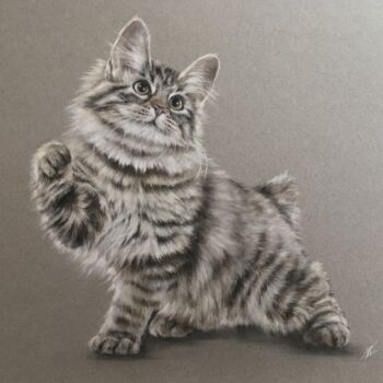 Drawing titled "Bobtail" by Irene_art, Original Artwork, Pastel