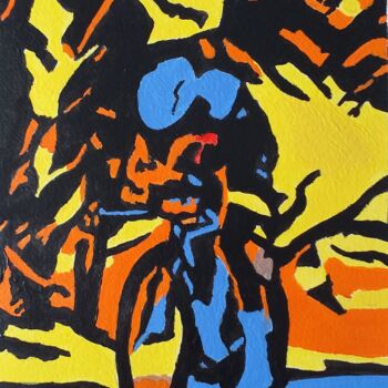 Painting titled "STREET BIKE" by Wannott Bakker, Original Artwork, Acrylic