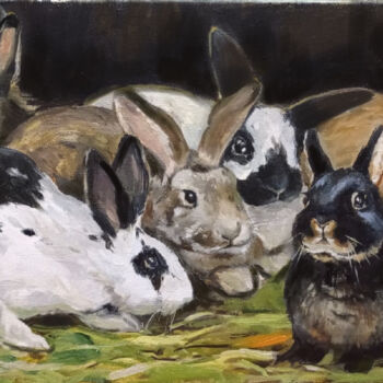제목이 "Rabbits"인 미술작품 Elena Utkina로, 원작, 기름