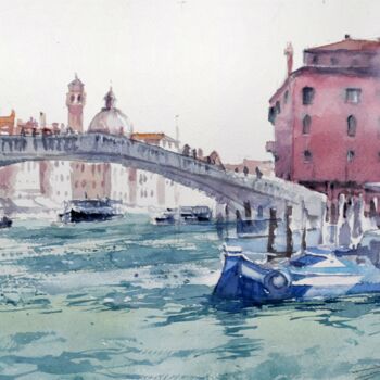 Painting titled "Grand canal in Veni…" by Goran Žigolić (watercolors), Original Artwork, Watercolor