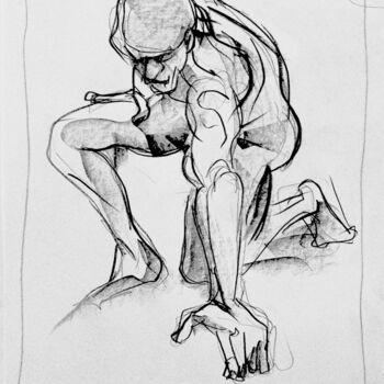 제목이 "Chercheur d'or"인 그림 Jean-Pierre Emond로, 원작, 흑연