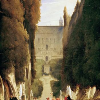Peinture intitulée "Dans le parc de Vil…" par Carl Blechen, Œuvre d'art originale, Huile