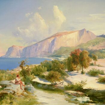 Peinture intitulée "Marina Grande, Capri" par Carl Blechen, Œuvre d'art originale, Huile