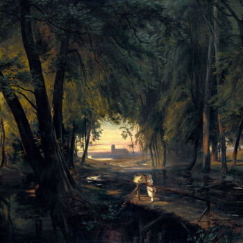 Peinture intitulée "Chemin forestier su…" par Carl Blechen, Œuvre d'art originale, Huile